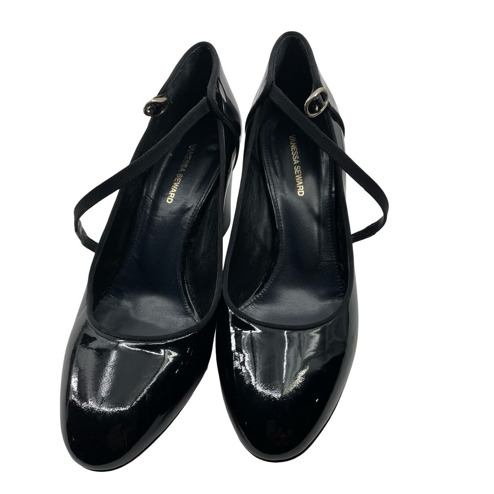 Vanessa Seward Women Heels Mary Jane Black Patent Leather 39